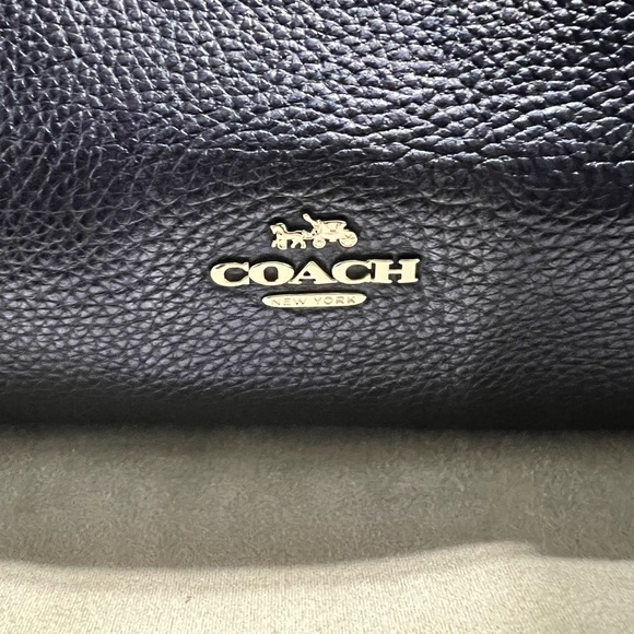 Coach Mia shoulder bag in metallic navy pebbled leather - Picture 3 of 6